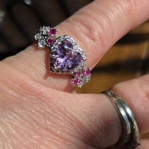 Elegant Heart-Shaped Pink Gemstone Ring ☆ Size 8 ☆ Cubic Zirconian ☆ Statement
